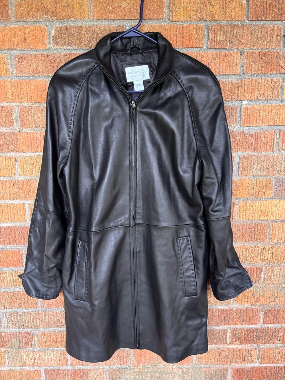 VTG Worthington Genuine Lambskin Leather Long Black Jacket